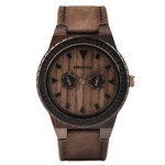 Relógio de Madeira Wewood Masculino Wewood Leo Leather Chocolate WWLE02