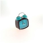 Relógio de Mesa Azul C/ Preto Quadrado Metal 13x8 Cm - Ponto Sul
