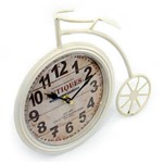 Ficha técnica e caractérísticas do produto Relógio de Mesa Bicicleta Antiga Branca em Metal - 26x23 Cm