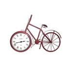 Ficha técnica e caractérísticas do produto Relógio de Mesa Bicicleta de Metal Vermelha Vintage Zona Livre