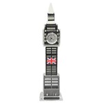 Ficha técnica e caractérísticas do produto Relógio de Mesa Big Ben London Inglaterra Metal e Vidro Preto 23,5X5,5Cm