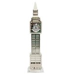 Ficha técnica e caractérísticas do produto Relógio de Mesa Big Ben London Metal e Vidro Prata 23,5X5,5Cm