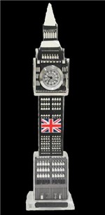 Ficha técnica e caractérísticas do produto Relogio de Mesa Big Ben Londres Bandeira de Vidro com Led Decorativo Cor Preto - Braslu