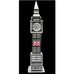 Ficha técnica e caractérísticas do produto Relogio de Mesa Big Ben Londres Bandeira de Vidro com Led Decorativo Cor Preto