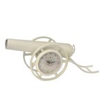 Ficha técnica e caractérísticas do produto Relógio de Mesa Canhão Vintage 19cm - Branco