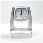 Ficha técnica e caractérísticas do produto Relógio de Mesa com Suporte Alto Retangular Plástico Cinza 17cm Yin's
