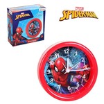 Relogio de Mesa Despertador de Plastico Homem Aranha Spider Man Redondo Vermelho na Caixa