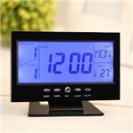Relógio de Mesa Digital com Despertador Temperatura Calendário e Luz de Fundo 8082 Preto - Zuimports