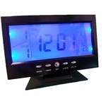 Relógio de Mesa Digital com Despertador Temperatura Calendário e Luz de Fundo 8082 Preto