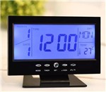 Relógio de Mesa Digital Despertador Temperatura Led Azul Estilo Monitor - Jiaxi