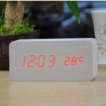 Ficha técnica e caractérísticas do produto Relógio De Mesa Estilo Madeira Retrô Com Alarme e Temperatura