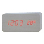 Ficha técnica e caractérísticas do produto Relógio De Mesa Estilo Madeira Retrô Com Alarme Temperatura