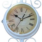 Ficha técnica e caractérísticas do produto Relógio de Mesa Flor de Lís Faces Branco - 37x15 Cm
