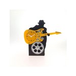 Relógio de Mesa Guitarra Preto/Amarelo Plástico 22x22 Cm - Maisaz