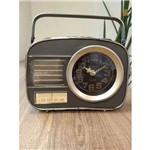 Relógio de Mesa Metal Imitando Rádio Antigo Retrô Vintage - Drina