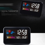 Ficha técnica e caractérísticas do produto Relógio De Mesa Multifuncional LCD De Tela Grande Calendário De Umidade E Temperatura