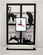 Relógio de Mesa ou Parede 4 Gatos na Janela Linha Pet - Mundo das Artes