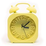 Ficha técnica e caractérísticas do produto Relógio de Mesa Retro Moderno Quadrado - Amarelo - Yaay