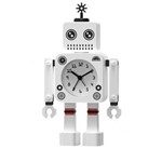 Ficha técnica e caractérísticas do produto Relógio de Mesa Robô de Metal Branco