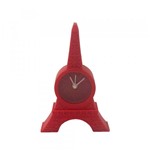 Relógio de Mesa Torre Eiffel Emborrachado Vermelho 12x8x2cm - Maisaz