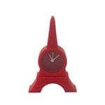 Relógio de Mesa Torre Eiffel Emborrachado Vermelho 12X8x2cm