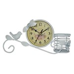 Ficha técnica e caractérísticas do produto Relógio de Metal com Pássaro e Porta Caneta 32x11,5cm