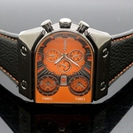 Ficha técnica e caractérísticas do produto Relógio de moda Oulm Man`s Moda Veja com 3 Movimento Quartz Dial pulseira de couro laranja