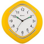 Ficha técnica e caractérísticas do produto Relógio de Parede 30 Cm Amarelo Plástico Cromado Herweg