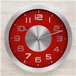Ficha técnica e caractérísticas do produto Relógio de Parede 30cm Vermelho Alumínio - Sottile
