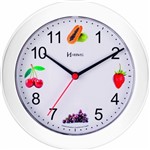 Ficha técnica e caractérísticas do produto Relógio de Parede 21 Cm Cozinha Branco Frutas Herweg 660070-21