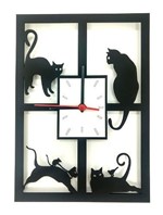 Relógio de Parede 4 Gatos na Janela Linha Pet - Mundo das Artes