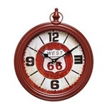Relógio de Parede 34x40cm Rota Histórica Route 66 - Vermelho
