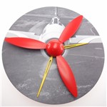 Relógio de Parede Aeronave Cinza/Vermelho Madeira 35X35 Cm - Maisaz