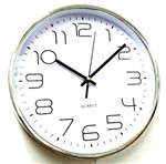 Ficha técnica e caractérísticas do produto Relógio de Parede Analógico Branco e Prata 30 X 30 Cm - Relox