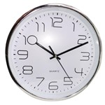 Relógio de Parede Analógico Branco e Prata 30 X 30 Cm - Relox