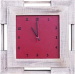 Relógio de Parede Analógico Branco Envelhecido e Vermelho 50x50cm - Decore Pronto