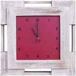 Ficha técnica e caractérísticas do produto Relógio de Parede Analógico Branco Envelhecido e Vermelho 51x51cm