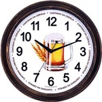 Ficha técnica e caractérísticas do produto Relógio de Parede Analógico Decorativo Cantinho da Cerveja Mecanismo Sweep Herweg Ouro Envelhecido