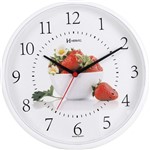 Ficha técnica e caractérísticas do produto Relógio de Parede Analógico Decorativo Morango Herweg Branco 6693-21