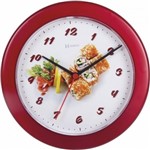 Ficha técnica e caractérísticas do produto Relógio de Parede Analógico Decorativo Sushi Mecanismo Step Herweg Rubi Imac