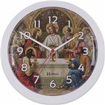 Ficha técnica e caractérísticas do produto Relógio de Parede Analógio Redondo Decorativo Religioso Herweg Marfim