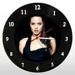 Ficha técnica e caractérísticas do produto Relógio de Parede - Angelina Jolie - em Disco de Vinil - Mr. Rock