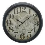 Ficha técnica e caractérísticas do produto Relógio de Parede Antique Mapa Mundi em Metal - 62x62 Cm