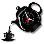Ficha técnica e caractérísticas do produto Relógio de Parede Arte no LP Vinil Bule Xícara de Café 30cm