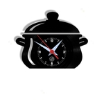 Relógio de Parede Arte no LP Vinil Cozinha Panela 30cm