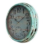 Ficha técnica e caractérísticas do produto Relógio de Parede Azul em Ferro Envelhecido Oldway - 33x33 Cm