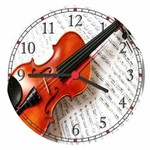 Ficha técnica e caractérísticas do produto Relógio de Parede Banda Instrumentos Violino Clássico
