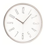 Relógio de Parede Branco e Prata 30cm Mart
