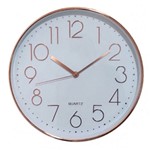 Relógio de Parede Branco e Rose Decorativo Redondo 29x4CM - - Mart Collection