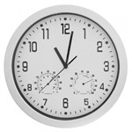 Ficha técnica e caractérísticas do produto Relógio de Parede C/Termômetro e Higrômetro 30cm Prata - Sottile